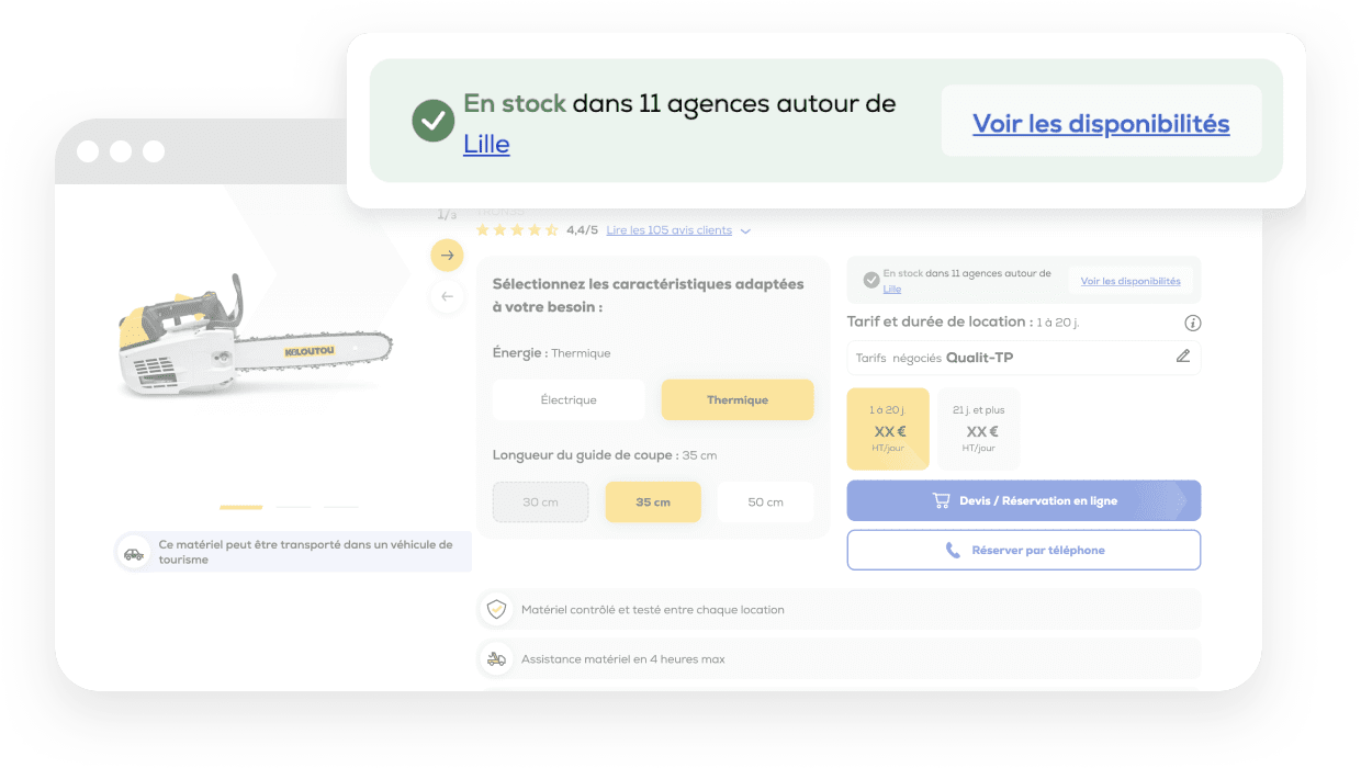 Consultez la disponibilité des matériels en temps réel