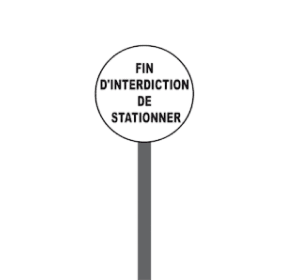 Totem fin d'interdiction de stationner - Sur mât 3m H sur panneau : 2,20m
