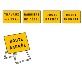 Panneau d’indication informant l’usager de la présence de chantiers importants